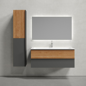 Мебель для ванной Sancos Delta 120 дуб красный, графит, раковина CN7017