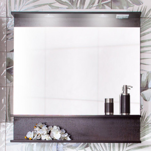 Зеркало Бриклаер Чили 90 венге, с подсветкой, с полкой Зеркало Бриклаер Чили 90 венге, с подсветкой, с полкой