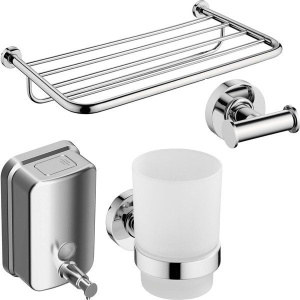 Набор Ideal Standard IOM I1004AA Стакан + Крючок + Диспенсер для мыла + Полка для полотенец, хром