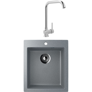 Комплект Мойка кухонная Ulgran U-404 -309 темно-серая + Смеситель MEGA Didim MG-CM107 хром