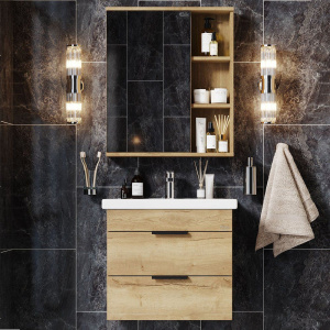 Мебель для ванной Onika Легран 60.13 дуб галифакс, с раковиной Cersanit Сомо 60