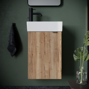 Тумба с раковиной Sancos Mini 35 L подвесная, дуб галифакс натуральный