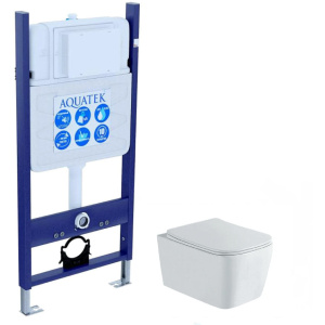 Комплект унитаз с инсталляцией и сиденьем микролифт Aquatek Либра New SET AQUATEK ЛИБРА N-14 cm