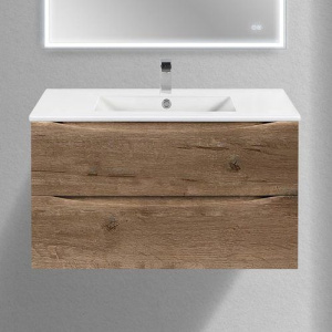 Тумба с раковиной Vincea Mia Slim 90, 2 ящика, дуб винтаж