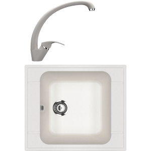 Комплект Мойка кухонная Ulgran U-604 -341 ультра-белая + Смеситель U-007 -331 белый