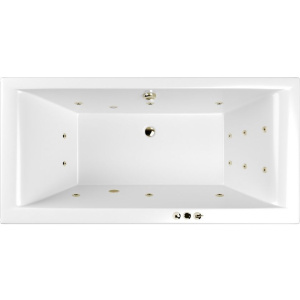Акриловая ванна WHITECROSS Savia Duo SMART 170x80 см, с гидромассажем, с каркасом, со сливом-переливом, фурнитура бронза