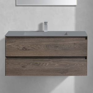 Тумба с раковиной Vincea Luka 100, 2 ящика, темный дуб, с серой раковиной Тумба с раковиной Vincea Luka 100, 2 ящика, темный дуб, с серой раковиной