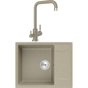 Комплект Мойка кухонная Domaci Солерно DP 605-03 десерт + Смеситель UQ-019-03 десерт