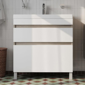 Тумба с раковиной IDDIS Zodiac 80 напольная, с ящиками, белая, ясень-шимо Тумба с раковиной IDDIS Zodiac 80 напольная, с ящиками, белая, ясень-шимо