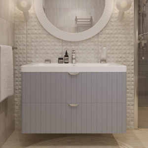 Тумба с раковиной STWORKI Ларвик 105, серая матовая