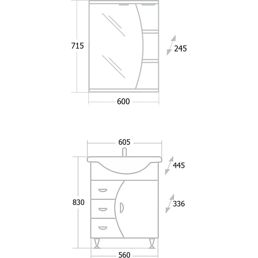 Купить Мебель для ванной Onika Луна 60 в Москве с доставкой Мебель для ванной Onika Луна 60