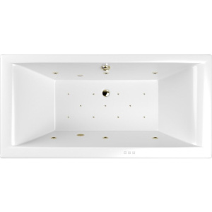 Акриловая ванна WHITECROSS Savia Duo RELAX 170x80 см, с гидромассажем, с каркасом, со сливом-переливом, фурнитура бронза