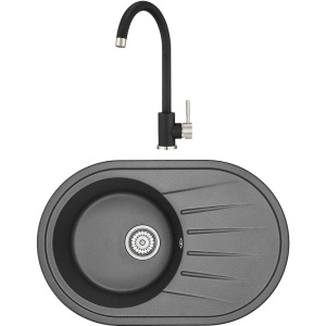 Комплект Мойка кухонная Granula Standart 7601, черный + Смеситель ST-4031 ST-4031 черный