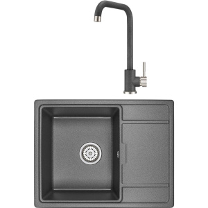 Комплект Мойка кухонная Granula 6503, графит + Смеситель ST-4033, графит Комплект Мойка кухонная Granula 6503, графит + Смеситель ST-4033, графит