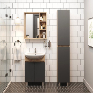 Мебель для ванной Onika Милтон 60 напольная, серая, дуб сонома