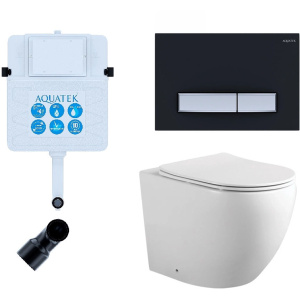 Комплект унитаз приставной с бачком и сиденьем микролифт Aquatek Европа SET BW AQUATEK ЕВРОПА-031 3в1 безободковый