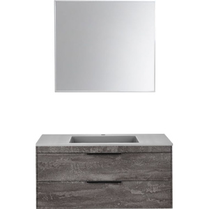 Мебель для ванной Vincea Chiara 2D 100, 2 ящика, камень, с серой раковиной