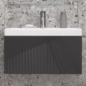 Тумба с раковиной Velvex Edge 70.1Y подвесная, графит