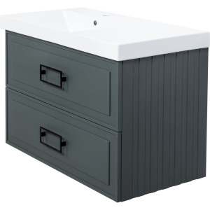 Тумба с раковиной La Fenice Cubo Twin 90 L, серая