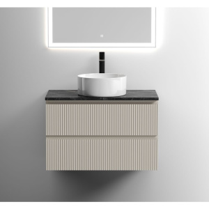 Тумба с раковиной Sancos Snob T 80 см, beige soft, столешница черный мрамор, раковина CN6032 Тумба с раковиной Sancos Snob T 80 см, beige soft, столешница черный мрамор, раковина CN6032