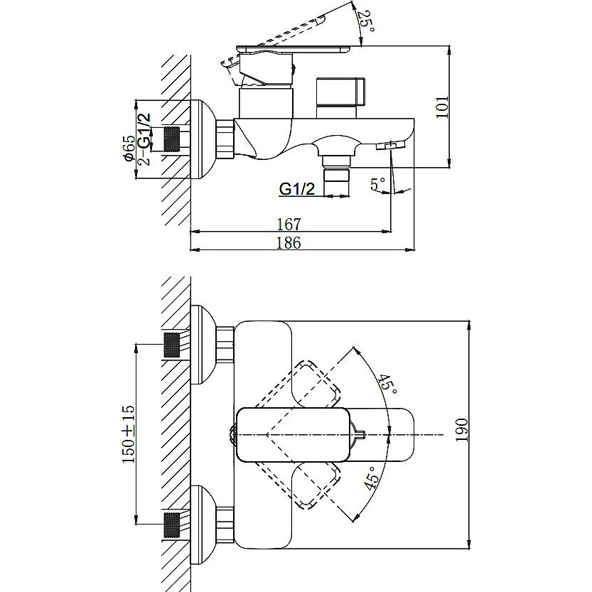 Купить Смеситель для ванны с душем Rush Bruny BR4335-44 в Москве с доставкой Смеситель для ванны с душем Rush Bruny BR4335-44