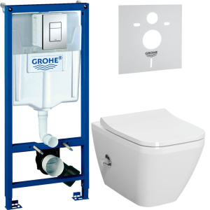 Комплект Унитаз подвесной VitrA Integra Square 7082B003-7209 с функцией биде + Крышка Integra Square 191-003-009 с микролифтом + Инсталляция Grohe Rapid SL 38772001 3 в 1 с кнопкой смыва + Шумоизоляция Комплект Унитаз подвесной VitrA Integra Square 7082B003-7209 с функцией биде + Крышка Integra Square 191-003-009 с микролифтом + Инсталляция Grohe Rapid SL 38772001 3 в 1 с кнопкой смыва + Шумоизоляция