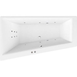 Акриловая ванна Excellent Sfera Slim WAEX.SFL17S.LINE L 170x100 см, угловая, с гидромассажем, с каркасом, со сливом-переливом, асимметричная