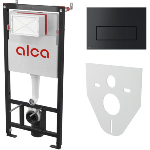 Система инсталляции для унитазов AlcaPlast AM101/1120-4:1 RU M578-0001 кнопка смыва черная Система инсталляции для унитазов AlcaPlast AM101/1120-4:1 RU M578-0001 кнопка смыва черная