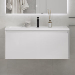 Тумба с раковиной Velvex Klaufs 100.1Y.New белая, подвесная Тумба с раковиной Velvex Klaufs 100.1Y.New белая, подвесная