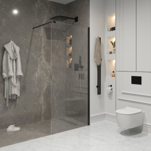 Душевая перегородка Niagara Nova NG-683-11 BLACK 110x195 профиль черный, стекло прозрачное