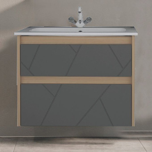 Тумба с раковиной ASB-Mebel Диана 60 серая, дуб янтарный