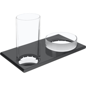 Стакан Keuco Edition 400 11554 с чашей для мелочей, хром черный Стакан Keuco Edition 400 11554 с чашей для мелочей, хром черный