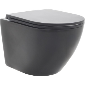 Унитаз подвесной AQUAme AQM2002MB безободковый, с микролифтом, черный матовый