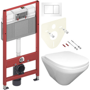 Комплект Унитаз подвесной Jacob Delafon Modern Life + Крышка E77168-0 с микролифтом + Инсталляция TECE Base 9400413 4 в 1 с кнопкой смыва