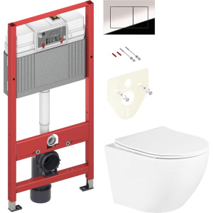 Комплект Унитаз подвесной BelBagno Uno + Инсталляция TECE Now 9400412 4 в 1 с кнопкой смыва