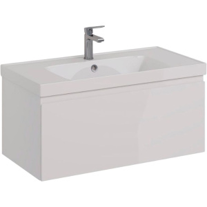 Тумба с раковиной Lemark Veon mini 90 белая глянцевая, 1 ящик Тумба с раковиной Lemark Veon mini 90 белая глянцевая, 1 ящик