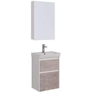 Мебель для ванной Lemark Combi 50, бетон, белая глянцевая