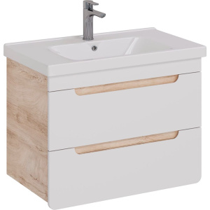 Тумба с раковиной Lemark Olivia 80 дуб кантри, белая глянцевая, раковина Гармония Тумба с раковиной Lemark Olivia 80 дуб кантри, белая глянцевая, раковина Гармония