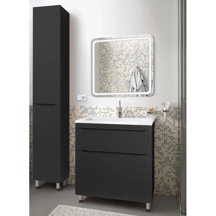Купить Мебель для ванной Style Line Бергамо Мини 60 Люкс Plus напольная, антискрейтч черная в Москве с доставкой Мебель для ванной Style Line Бергамо Мини 60 Люкс Plus напольная, антискрейтч черная