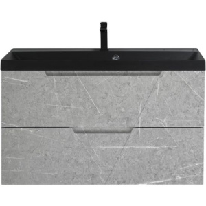 Тумба с раковиной BelBagno Vittoria 90 подвесная, toros bianco, черная матовая раковина