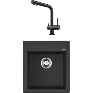 Комплект Мойка кухонная Omoikiri Daisen 46-BL черная + Смеситель Nagano PVD-GM вороненая сталь Комплект Мойка кухонная Omoikiri Daisen 46-BL черная + Смеситель Nagano PVD-GM вороненая сталь