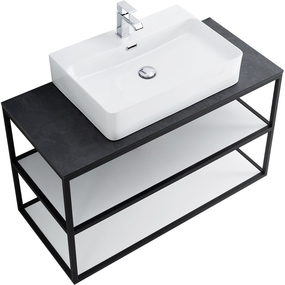 Купить Консоль Cezares Cadro 100 2-х ярусная, подвесная, белые полки, со столешницей и раковиной BB1338 в Москве с доставкой Консоль Cezares Cadro 100 2-х ярусная, подвесная, белые полки, со столешницей и раковиной BB1338