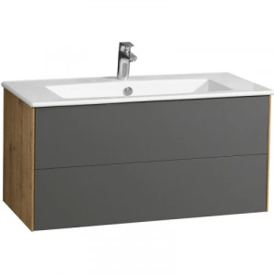 Тумба с раковиной Aquaton Сохо 100 1A2582K1AJA00 дуб веллингтон, графит софт