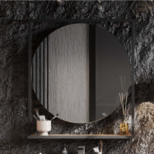 Зеркало AQUATON Лофт Фабрик 80 дуб эндгрейн, с полкой