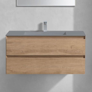 Тумба с раковиной Vincea Luka 100, 2 ящика, натуральный дуб, с серой раковиной Тумба с раковиной Vincea Luka 100, 2 ящика, натуральный дуб, с серой раковиной