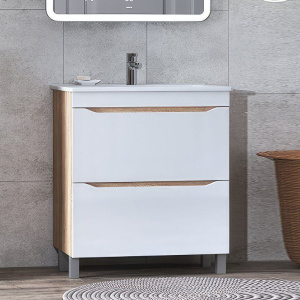 Тумба с раковиной Vigo Grani 75 напольная, 2 ящика, дуб сонома