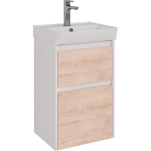 Тумба с раковиной Lemark Combi 45, дуб кантри, белая глянцевая