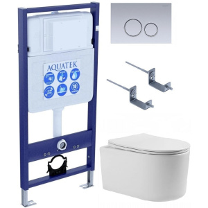 Комплект унитаз с инсталляцией, кнопкой и сиденьем Aquatek Standart SET AQUATEK МИЯ-019 4в1