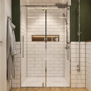 Душевая дверь в нишу AQUAme AQM7108-12 120 см, профиль хром, стекло прозрачное