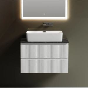 Тумба с раковиной Sancos Snob T 80 см, bianco, столешница черный мрамор, раковина CN5025 Тумба с раковиной Sancos Snob T 80 см, bianco, столешница черный мрамор, раковина CN5025